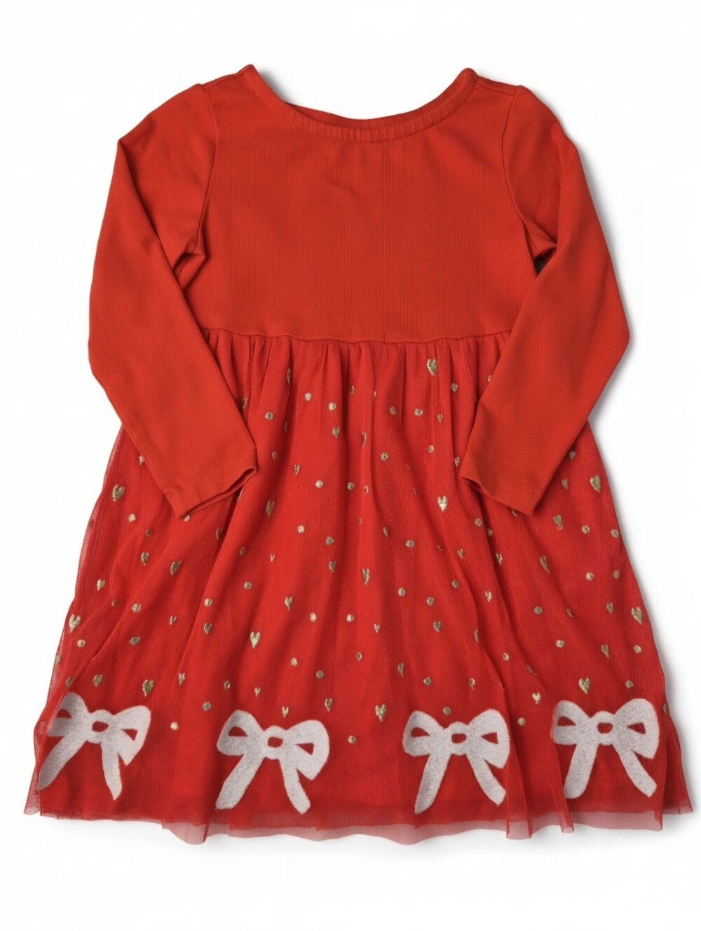 Hanna Andersson Red Tulle Heart Bow Dress 3T 90 Christmas Valentine Holiday